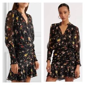 Veronica Beard SILK Armeria Black Floral Long Sleeve Dress NWT